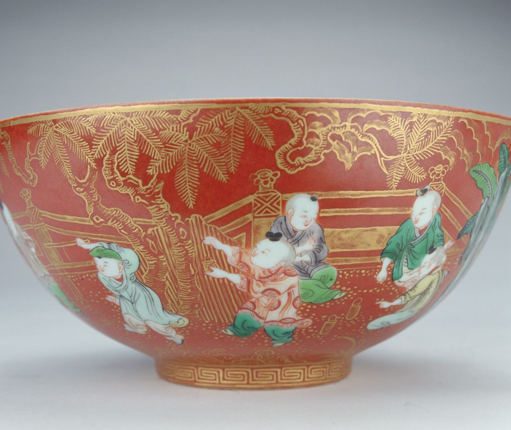 图片[4]-Oil red bowl with multicolored gold baby scenes-China Archive